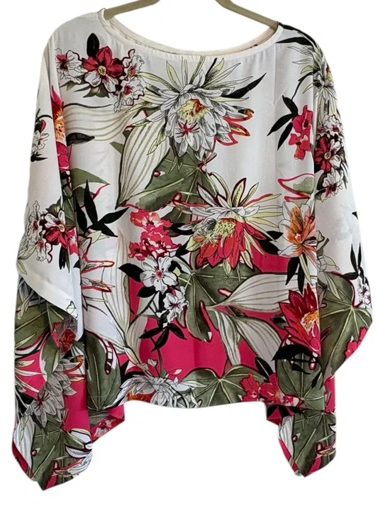 NWT Chicoâs Statement Poncho Primordial Forest Print Lightweight Resort Wear - Picture 3 of 8